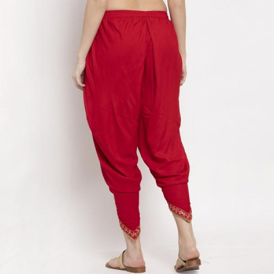 Women Red Solid Dhoti Salwar