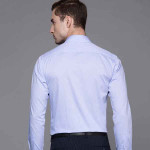 Men Blue Self-Design Slim Fit Pure Cotton Formal Shirt