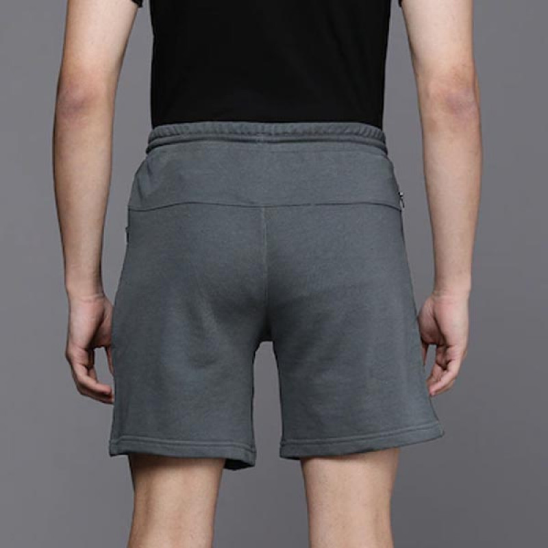 Men Grey Typography Training Shorts