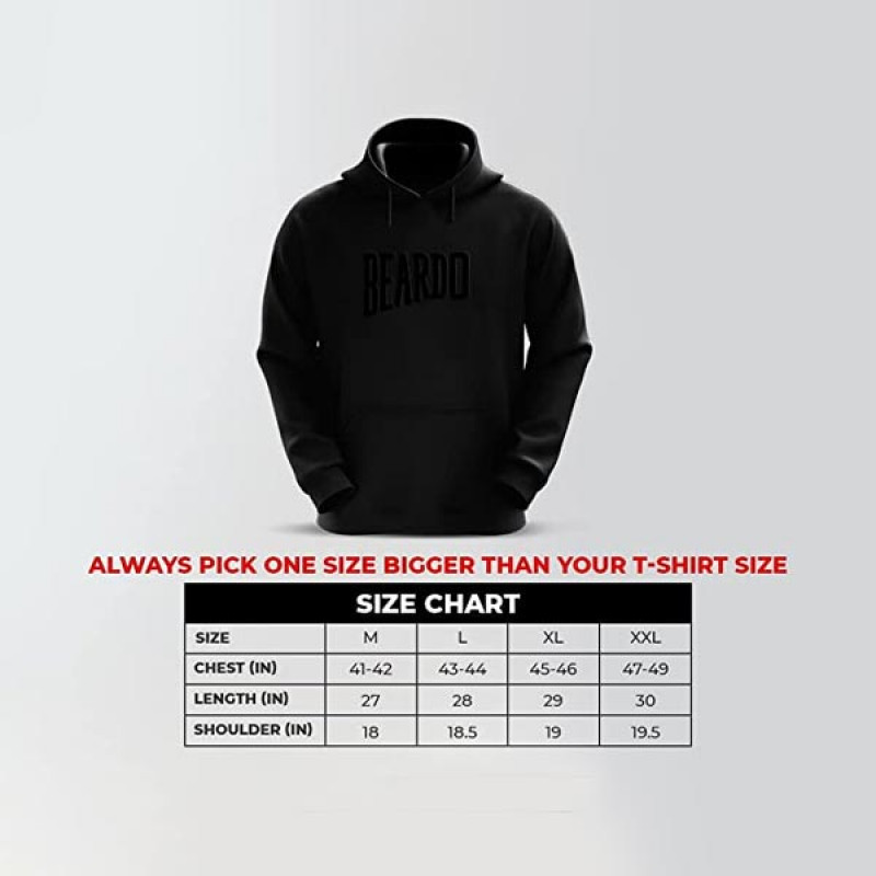 Beardo Solid Black Hoodie with Lion Print for Men