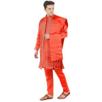 SKAVIJ Men's Embroidered 4 Piece Kurta Pajama Sherwani Set