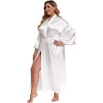 feslieacc Women's Plus Size Long Satin Robes Plus Size Long Silk Robes Kimonos Sleepwear Dressing Gown